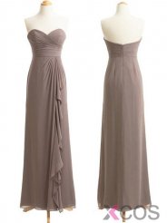 Simple-dress Elegant Sweetheart Long Chiffon Gray Bridesmaid Dresses/Wedding Party Dresses CHBD-70802