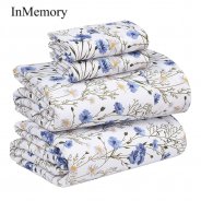InMemory 100% Cotton Soft & Breathable Percale Weave Floral Bedding Sheets