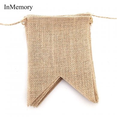 InMemory Burlap Bunting Banner Swallow-Tailed Flags 15 Pieces 15 feet