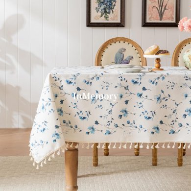 InMemory Waterproof & Stain Resistant Fabric Pastoral Style Rectangle Tablecloth