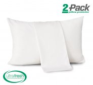 AKK Pure Cotton Pillow Protectors 2 Pack Fully Zippered Pillow Encasement Covers, Bed Bugs Barrier, Waterproof Breathable Stains-Resistant Standard(20"x28")