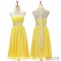 Latest A-line Halter Yellow Knee Length Chiffon Bridesmaid Dresses CHDT100038