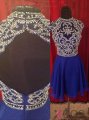 Simple-dress Handmade Beaded Capped Mini Royal Blue Chiffon Homecoming Dress/Party Dress CHHD-70716