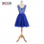 XCOS Cute Short Homecoming Dresses 2018 Mini Beaded Lace Homecoming Dress Tulle Homecoming Gowns Cheap Graduation Dresses